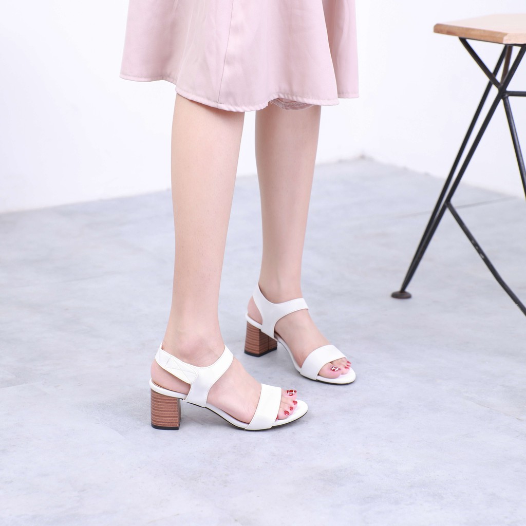 Giày Sandal Cao Gót 5cm Quai Dán Đế Gỗ Pixie 5245