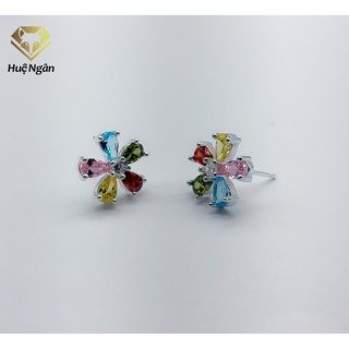 Bông tai bạc Ý 925 - Hoa đá E16052