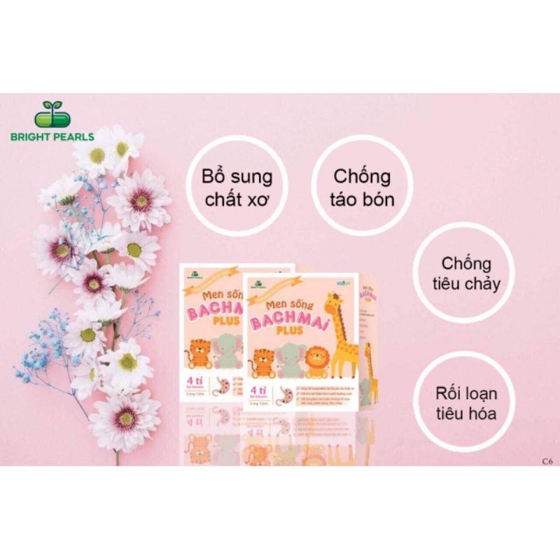 ⚡ CHÍNH HÃNG⚡ Men Sống BẠCH MAI PLUS chứa chất xơ và 4 tỷ lợi khuẩn/Táo Bón/Rối Loạn Tiêu Hóa/Biếng Ăn