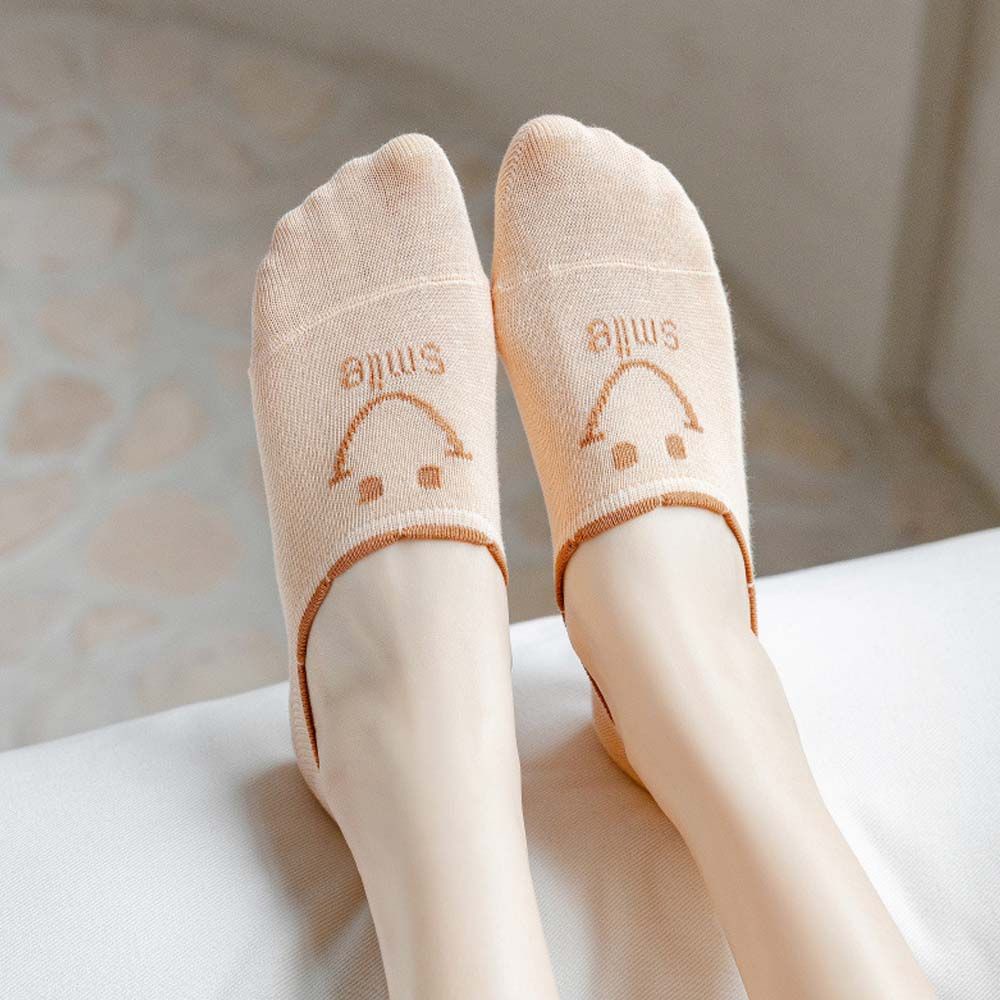 Vớ cổ thấp chống trượt thoải mái họa tiết mặt cười dễ thương tùy chọn màu sắc cho nữ
