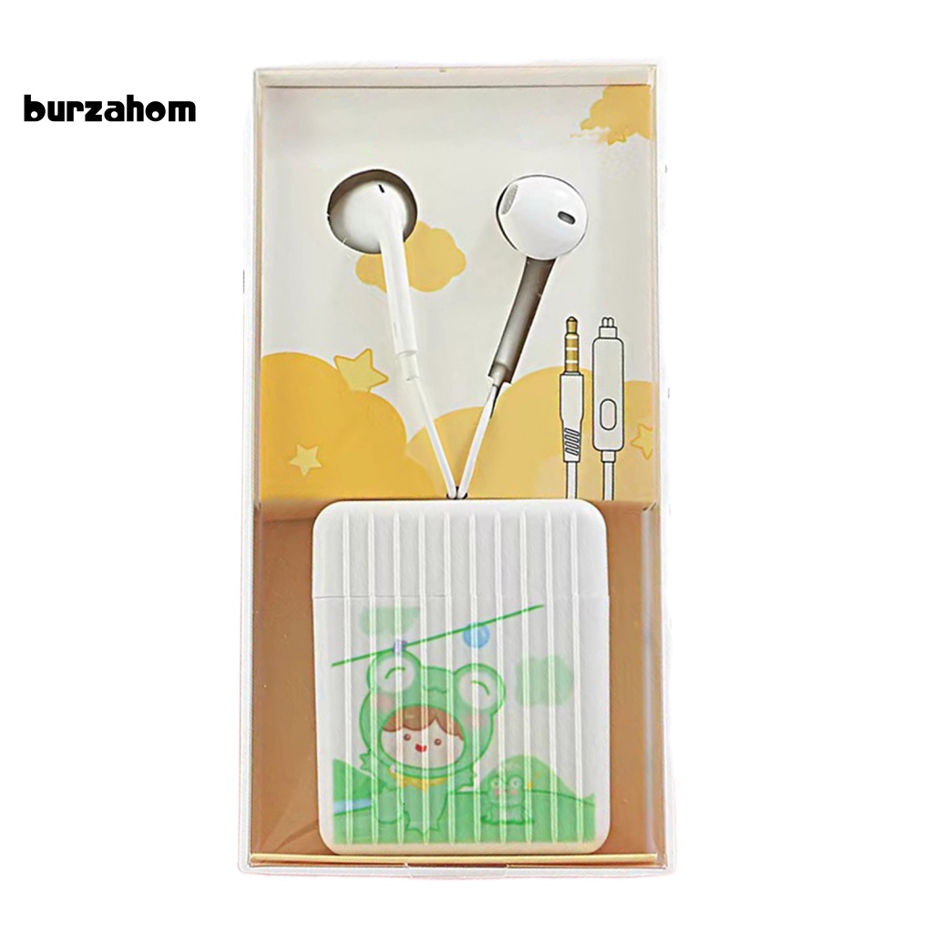 Tai Nghe Có Dây Kiểu Hoạt Hình Dễ Thương Kèm Hộp Đựng 3.5mm Tiện Dụng