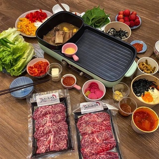 BẾP LẨU NƯỚNG 2 NGĂN BEAR/HÀNG CÓ SẴN /Bảo hành 12 tháng.MÀU XANH.