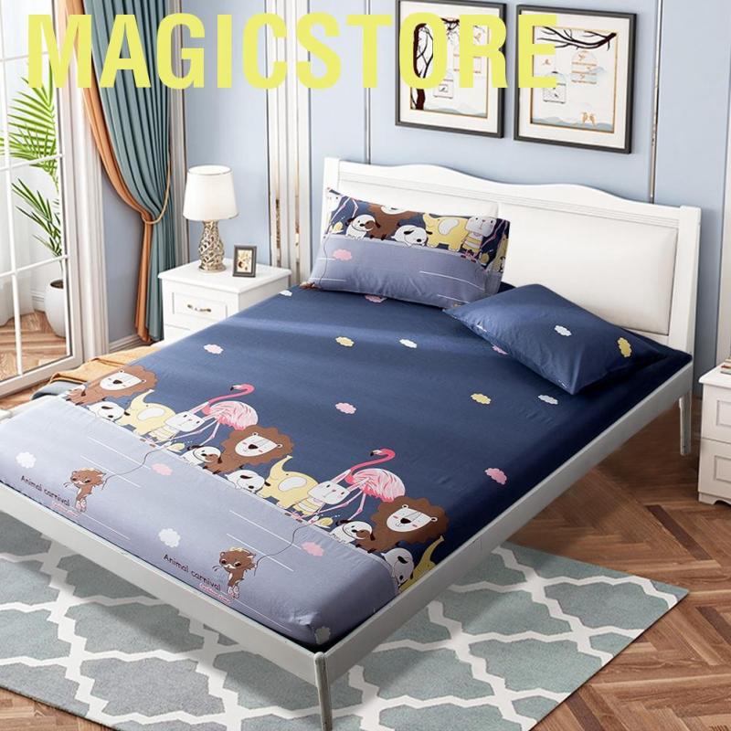 Ga trải gường màu trơn in hình động vật mềm mịn thoáng khí co giãn 360 độ điều chỉnh được