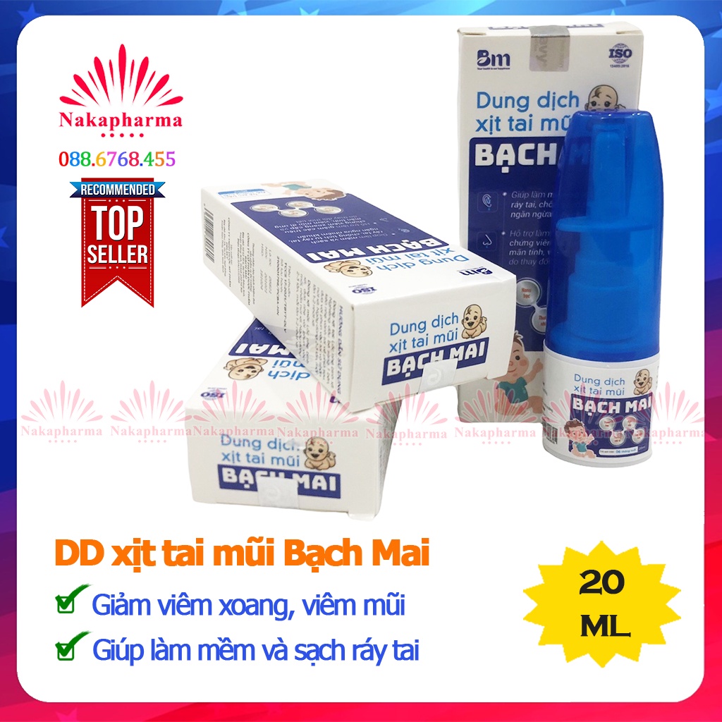 Dung dịch xịt tai mũi Bạch Mai – Giúp vệ sinh tai mũi cho bé, giảm nguy cơ viêm nhiễm, viêm mũi, viêm xoang