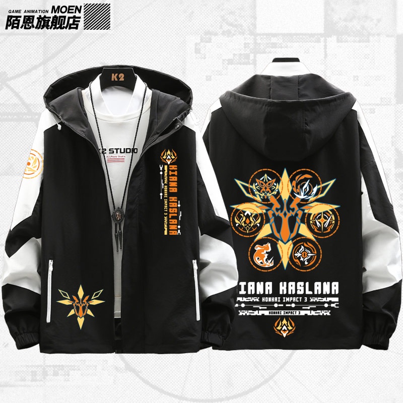 Áo Hoodie Khóa Kéo Tay Dài Cosplay Game Honkai Impact 3 Kiana Kaslana