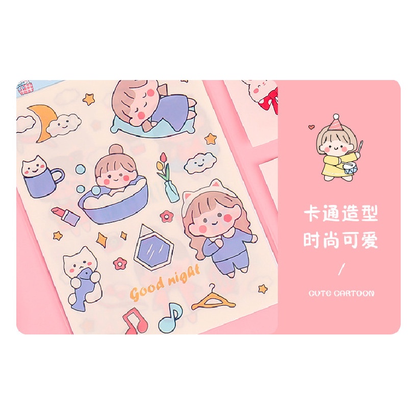 Set 4 miếng dán nhãn dán sticker trang trí đồ dùng chủ đề HAPPY DAY LILA SHAPPY066