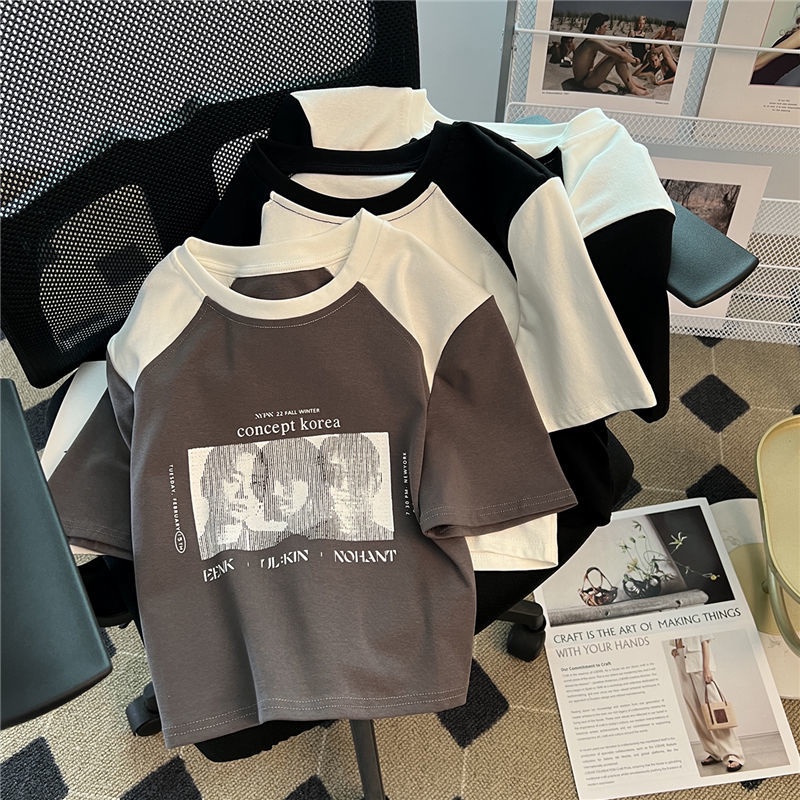 Áo Thun Cotton In Họa Tiết Dễ Thương Phong Cách Hàn Quốc Thời Trang Cho Nữ