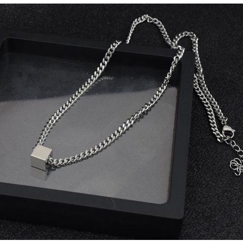 Phụ Kiện Nam Trang Sức dây chuyền bạc nam Unisex đính đá Đẹp thời trang cá tính Lucifer Store Titan Vòng cổ Square chain