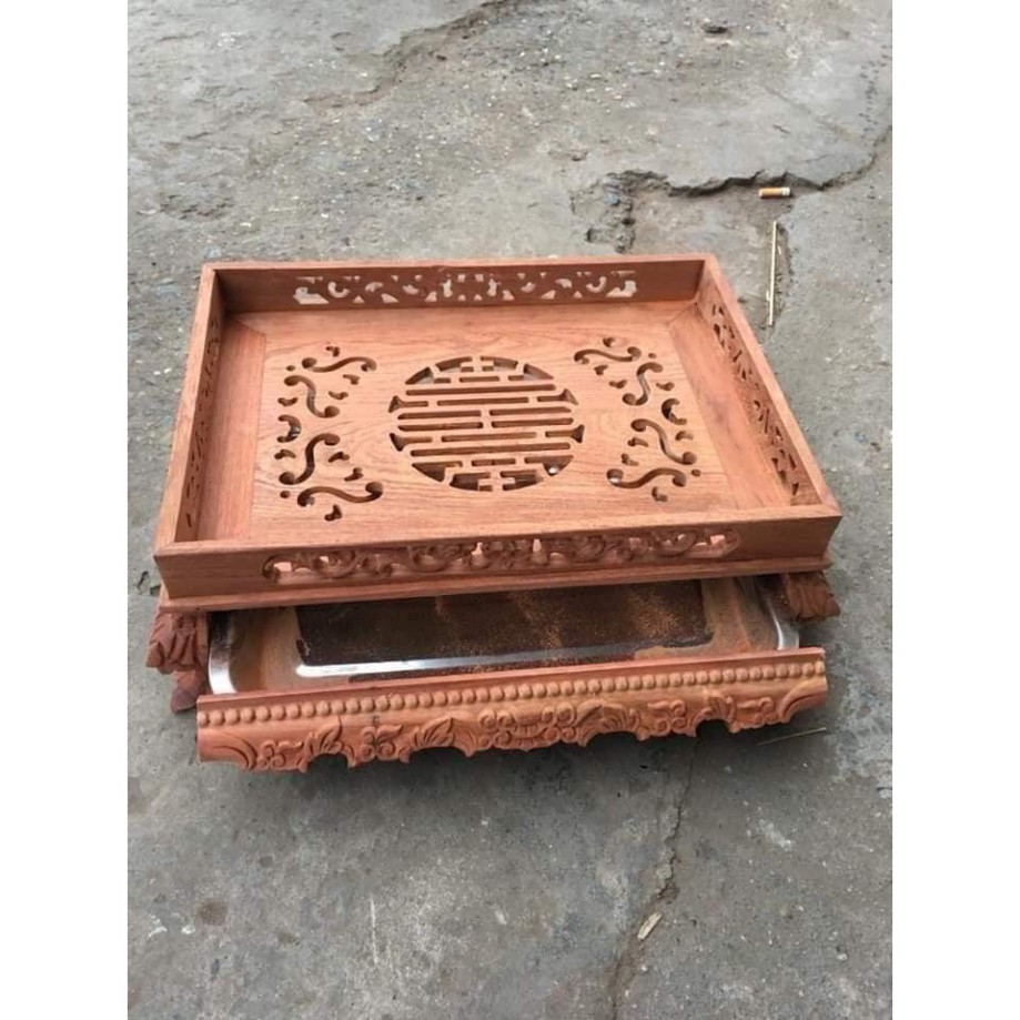 Khay trà chân quỳ gỗ hương (27x37x12 cm) - ĐÚNG MẪU ĐÚNG GIÁ