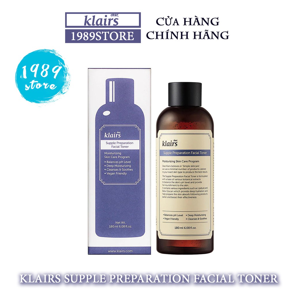 Toner Dear Klairs Supple Preparation Facial Toner Cân Bằng pH & Dưỡng Ẩm Sâu - 1989Store Phân Phối Chính Hãng