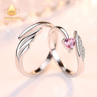 🔥🔥Nhẫn đôi Không đối xứng Đá màu tím Mạ Bạc Quà Valentine Không phai màu Có thể điều chỉnh kích thước NH-016