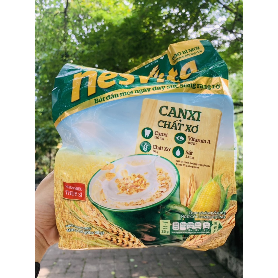 Ngũ cốc dinh dưỡng nguyên cám ít đường NesVita Nestlé gói 400g 16 gói tặng thêm 5 gói