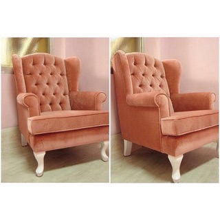 Ghế sofa đơn bọc nhung màu cam đất