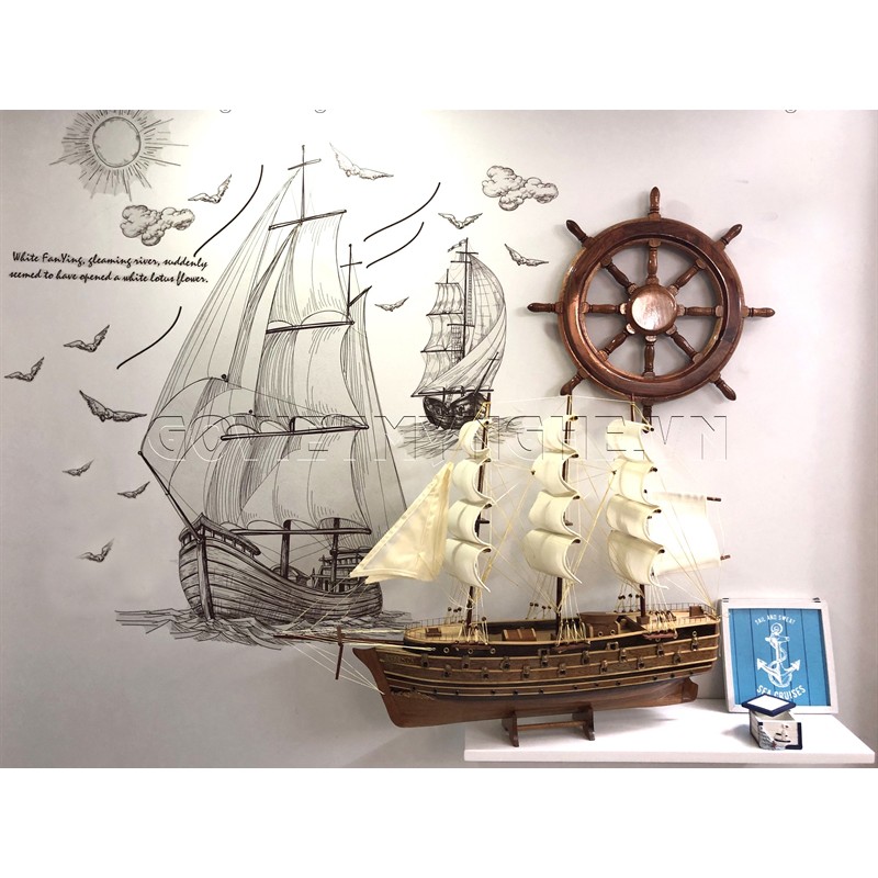 Mô Hình Thuyền Gỗ Chiến Cổ Napoleon - L2 - Thân tàu 60cm