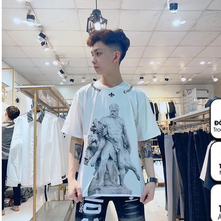 Áo Thun Tay Lỡ MIKENCO HERAKLES AND CERBERUS, áo phông unisex Form rộng oversize, chất liệu Cotton. KKIM Shop