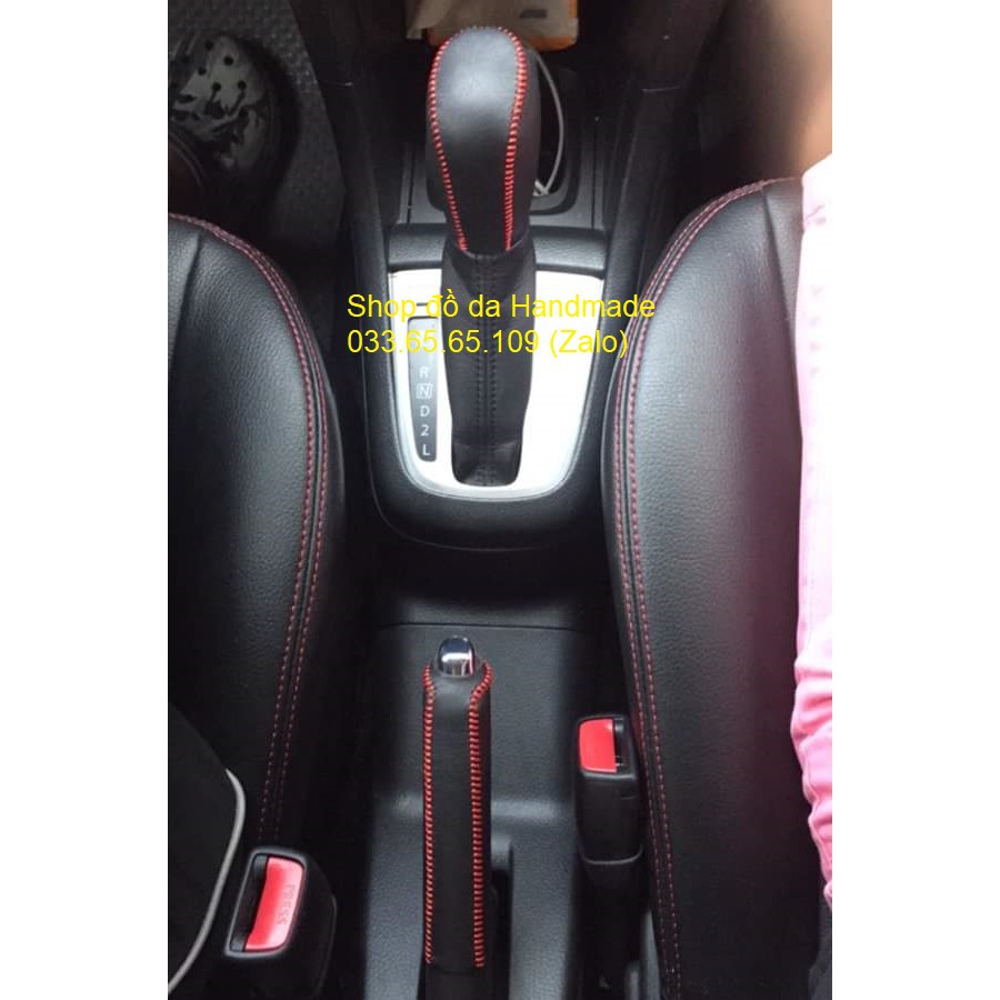 Bọc da cần sô + phanh tay xe Suzuki swift, XL7, Ertiga số tự động bằng da bò, bảo hành 12 tháng