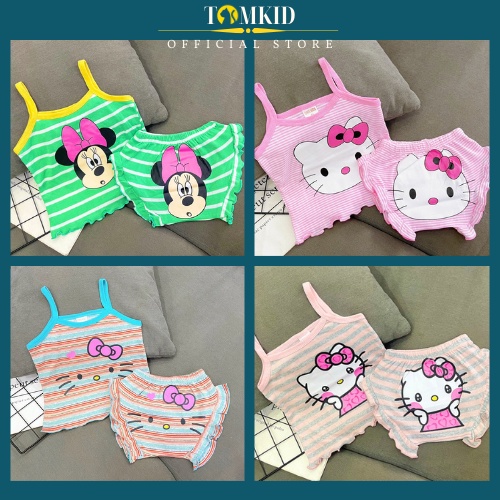 Bộ 2 dây bé gái, đồ bộ chip cho bé gái chất cotton borip dày dặn thoáng mát co giãn tốt 8-23kg Tomkids