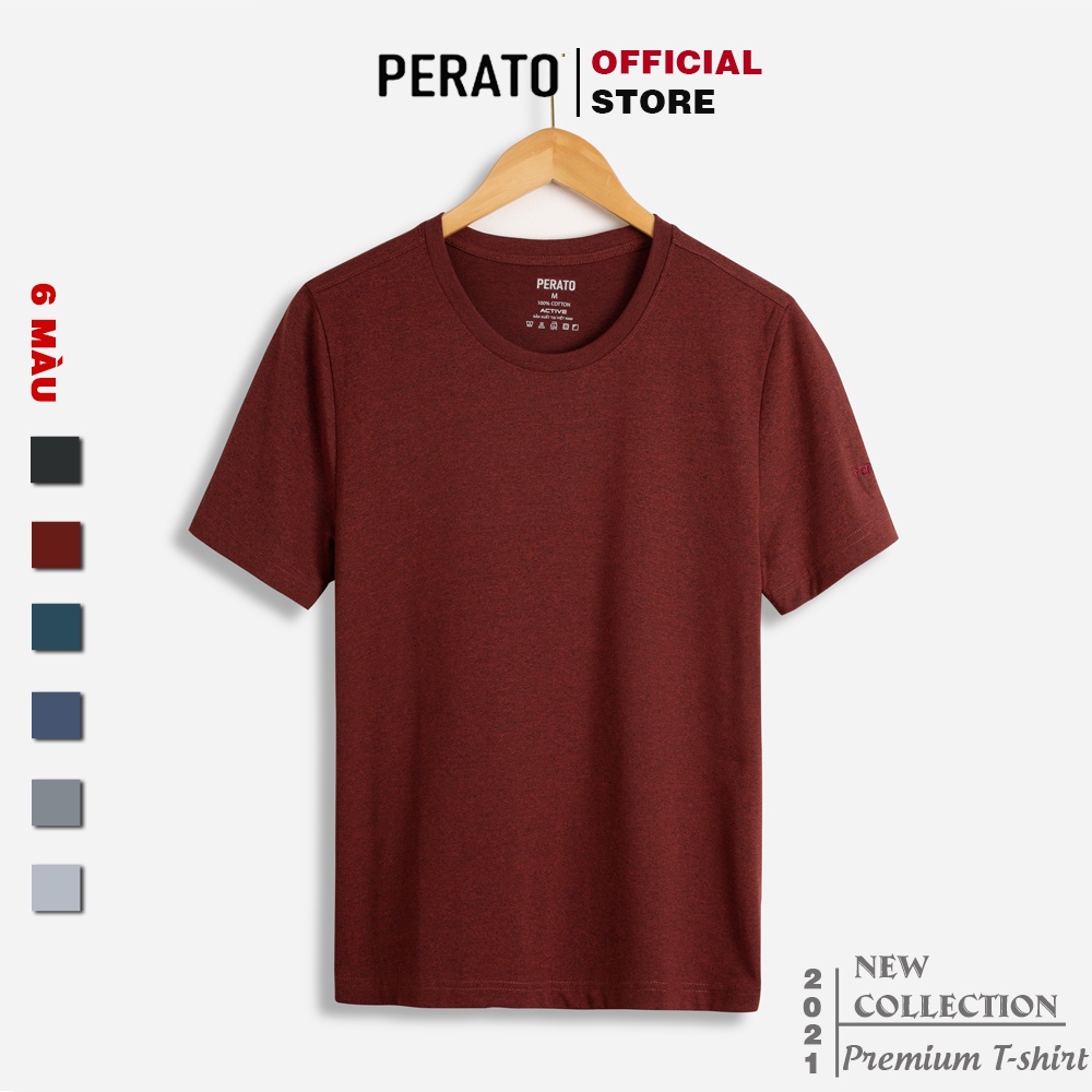 Áo Thun Nam Ngắn Tay PERATO (6 Màu), Chất Liệu Cotton Mềm Mại, Thấm Hút Nhanh Chóng, Bền Màu (TSOP21023)