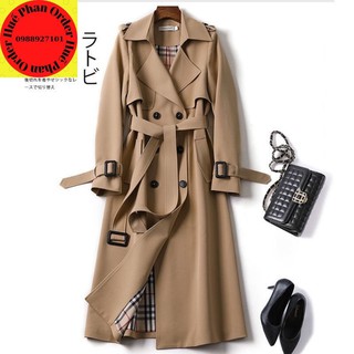 Áo khoác mangto dáng dài kèm đai thắt hàng Quang Châu Cao cấp