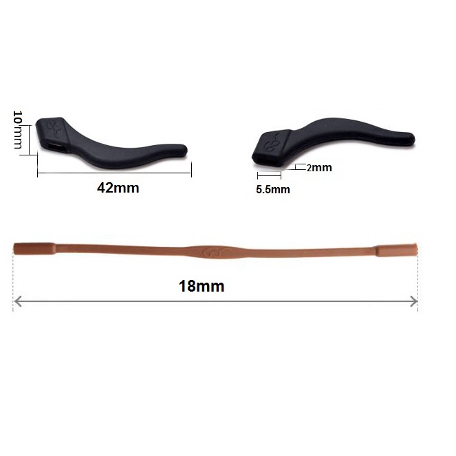 Hộp Móc Cài Tai Silicon Kèm Dây Cố Định Chống Rơi Kính, dây đeo kính silicone chống trượt