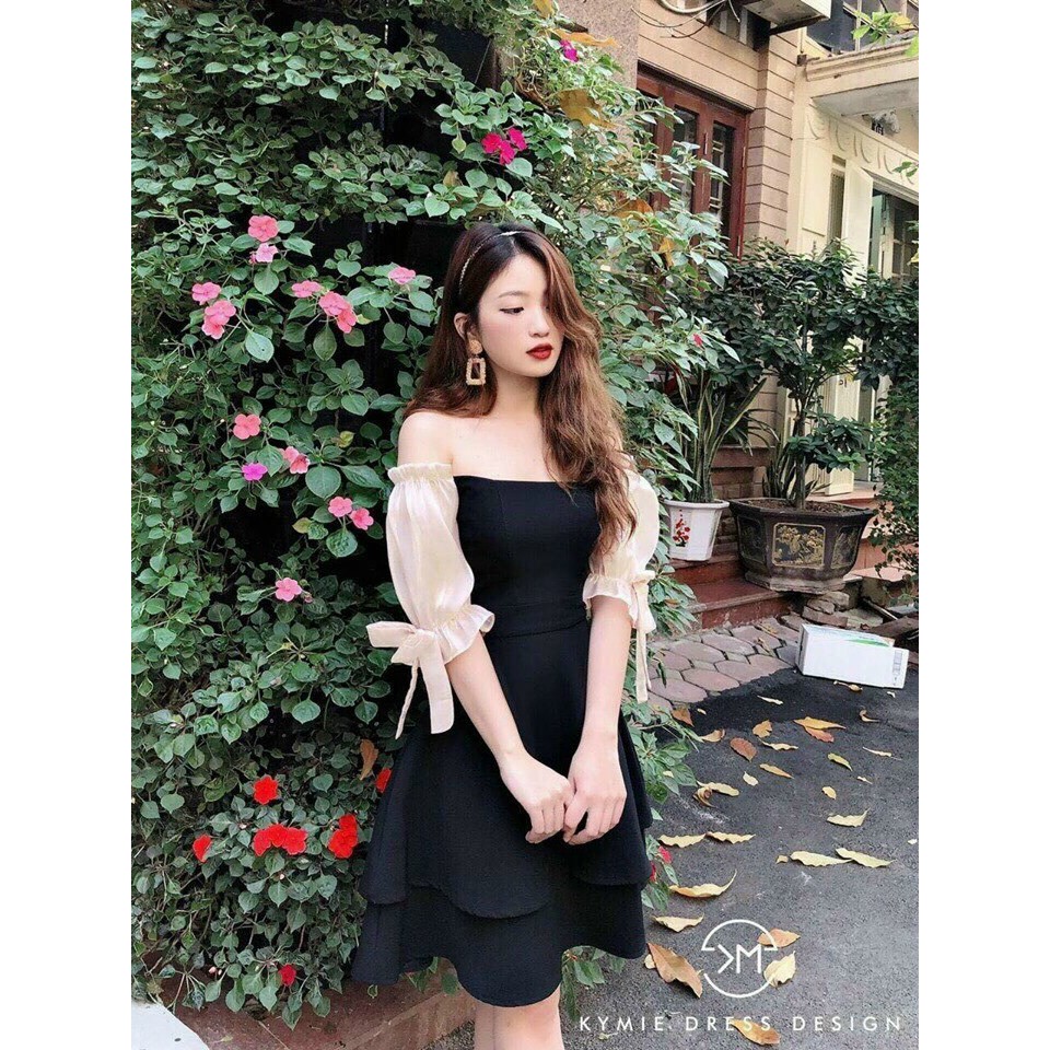 [Siêu Hot] Đầm 2 tầng Phối Voan Cao Cấp Cột Nơ Tay