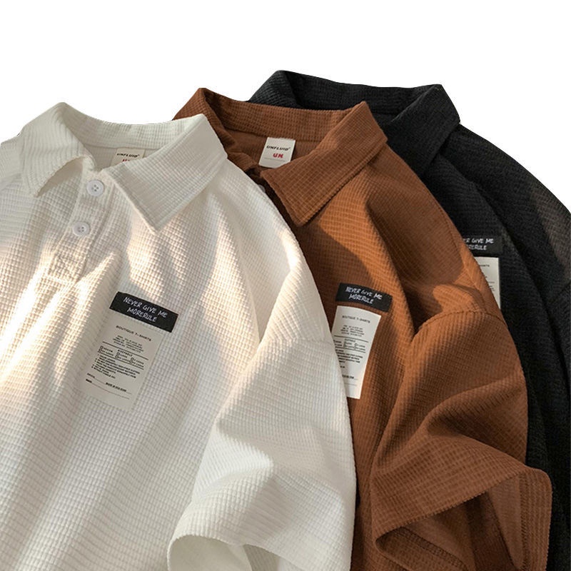 Áo Thun Polo Ngắn Tay Dáng Rộng Thời Trang Nhật Bản Dành Cho Nam
