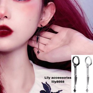 Chain Hoop Earring khuyên tai titan mũi nhọn dây xích nam nữ không gỉ không đen không dị ứng