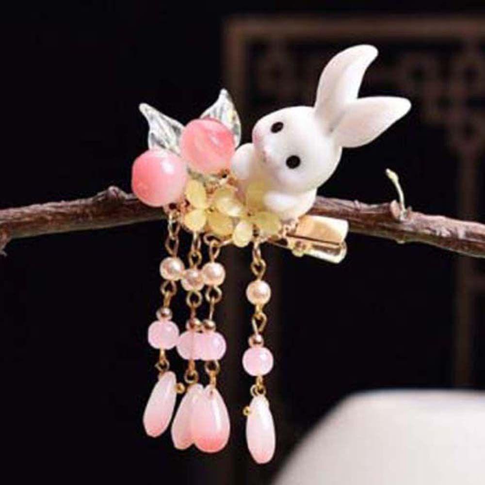 1 Kẹp Tóc Hình Thỏ Phong Cách Trung Hoa Xinh Xắn WMES15H
