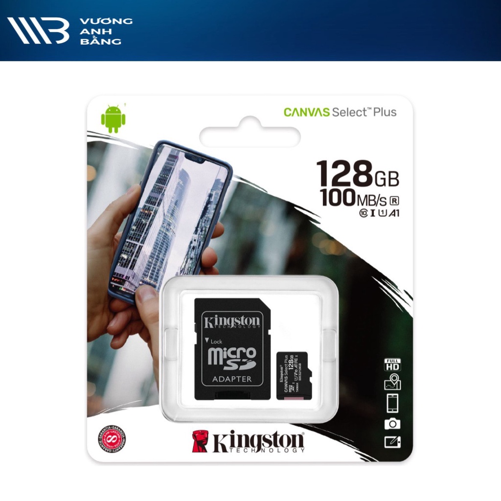 Thẻ nhớ MicroSD 32G 64G 128G KINGSTON 100R Box Class10 U1 100MB/s - Hàng Chính Hãng