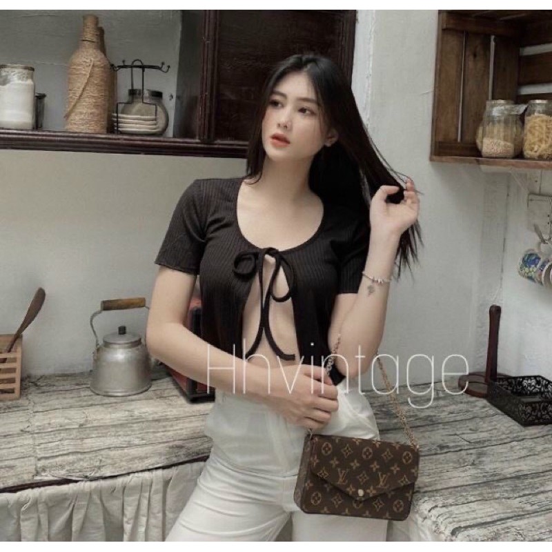 Áo cardigan tay ngắn bassic