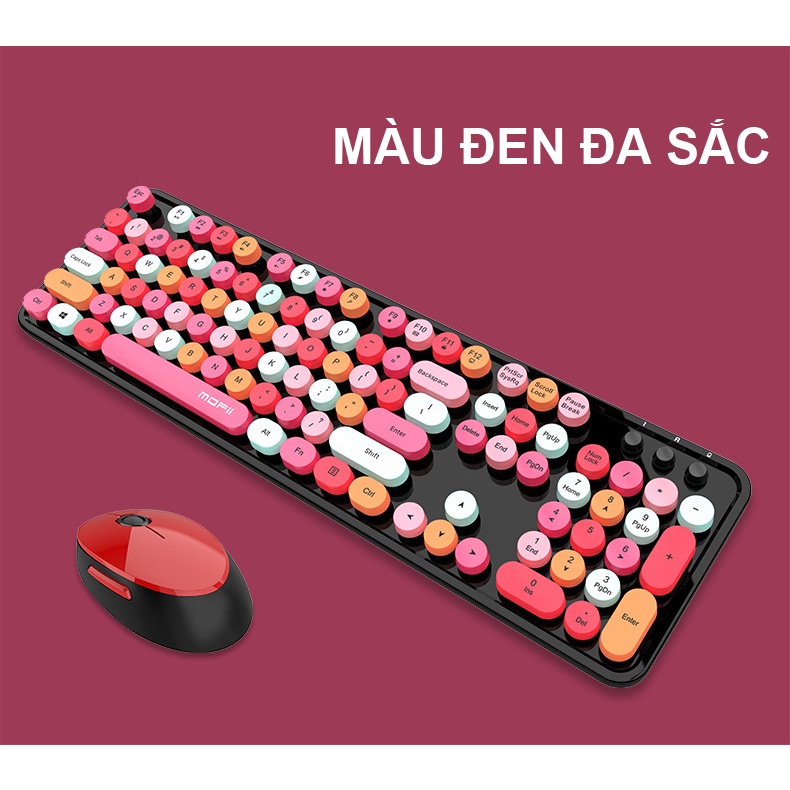 Bộ bàn phím và chuột không dây MOFII SWEET đa dạng màu sắc thiết kế nút tròn hiện đại