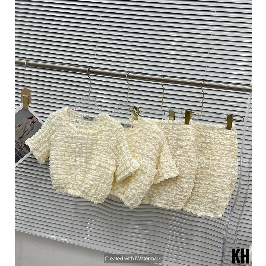 Set Bộ Nữ Đi Chơi Chân Váy Body Áo Croptop Chất Vải Xốp Ô Vuông Hottrending!