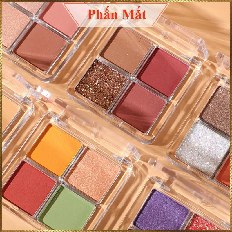 Phấn mắt 4 ô lameila chính hãng nội địa trung Eye Shadow nhũ lấp lánh LPM2