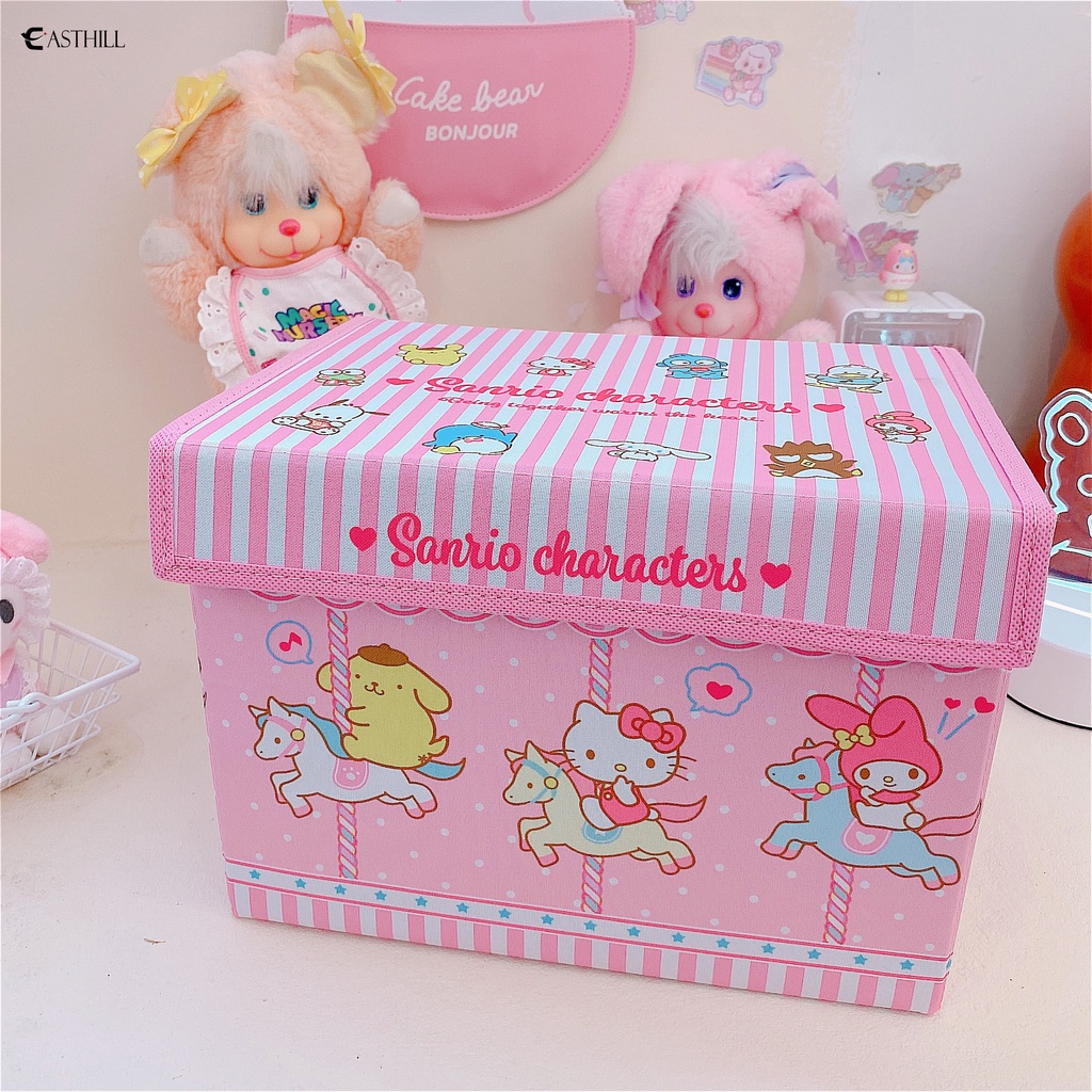 Giỏ Đựng Đồ Chơi Bằng Vải Hình Vuông Cỡ Lớn In Họa Tiết Hoạt Hình My Melody Kuromi Đáng Yêu Có Thể Gập Gọn Sắp Xếp Gọn Gàng Cho Phòng Ngủ