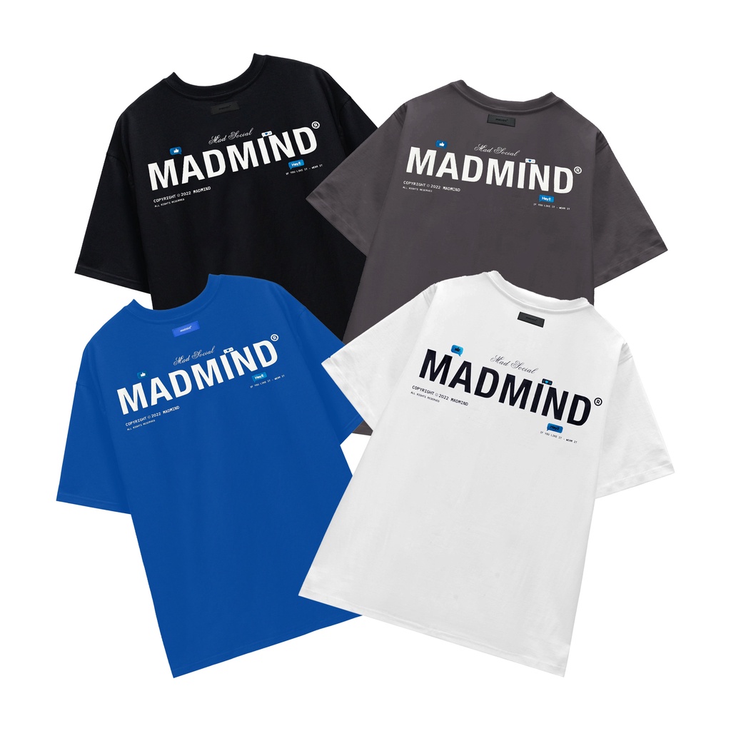 MADMIND® Chính Hãng - Áo Thun Essential Màu Đen / Xanh Dương / Trắng / Xám, In Cao, Logo Lấp Lánh Form Rộng Unisex