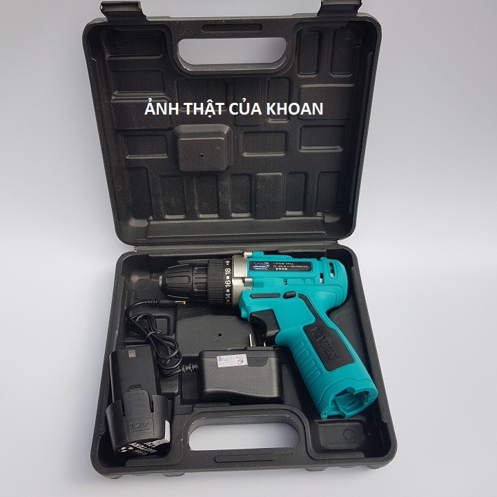 Máy Khoan Pin 12V Có 2 Tốc Độ, Có 2 Chiều Kiêm Vặn Vít Không Dây -Tặng Tuýp &amp; Đầu Tô Vít Bảo Hành 6 Tháng