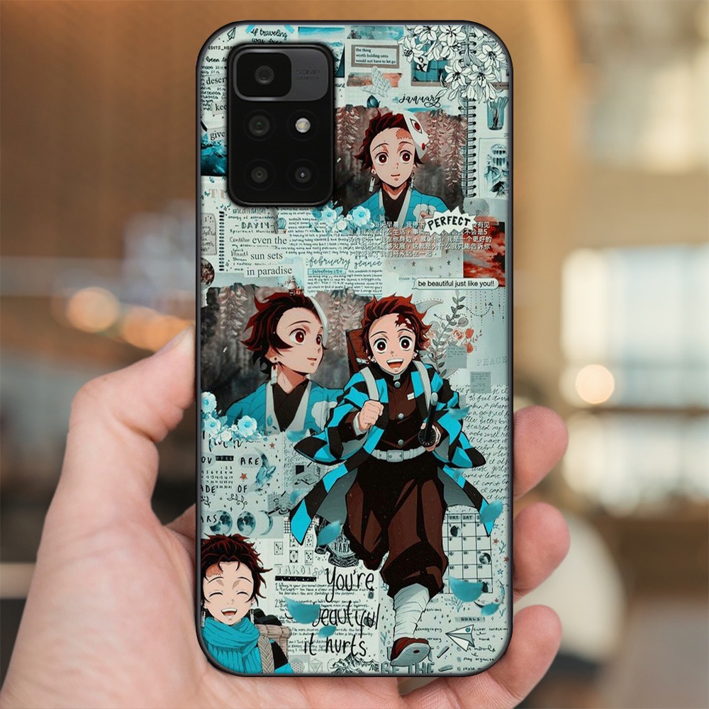Ốp lưng Xiaomi Redmi 10 viền đen in hình Tanjiro Kimetsu No Yaiba
