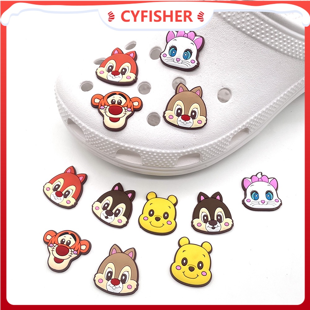 Phụ Kiện Trang Trí Giày Dép Crocs/Giày Crocs/Giày Crocs Bằng PVC Họa Tiết Gấu Pooh Winnie Hoạt Hình Dễ Thương DIY