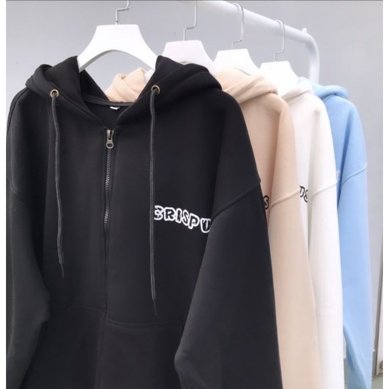 Áo Khoác Hoodie Nữ Chất Liệu Nỉ Bông Form Rộng In Chữ CRISPUS Siêu Xinh - Super Fashion P