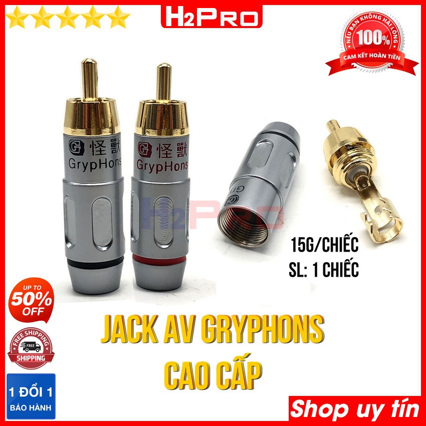 Đầu jack AV đực vuông góc H2Pro cao cấp đồng pha (1 chiếc), Jack AV đực hàn dây chuyên dụng