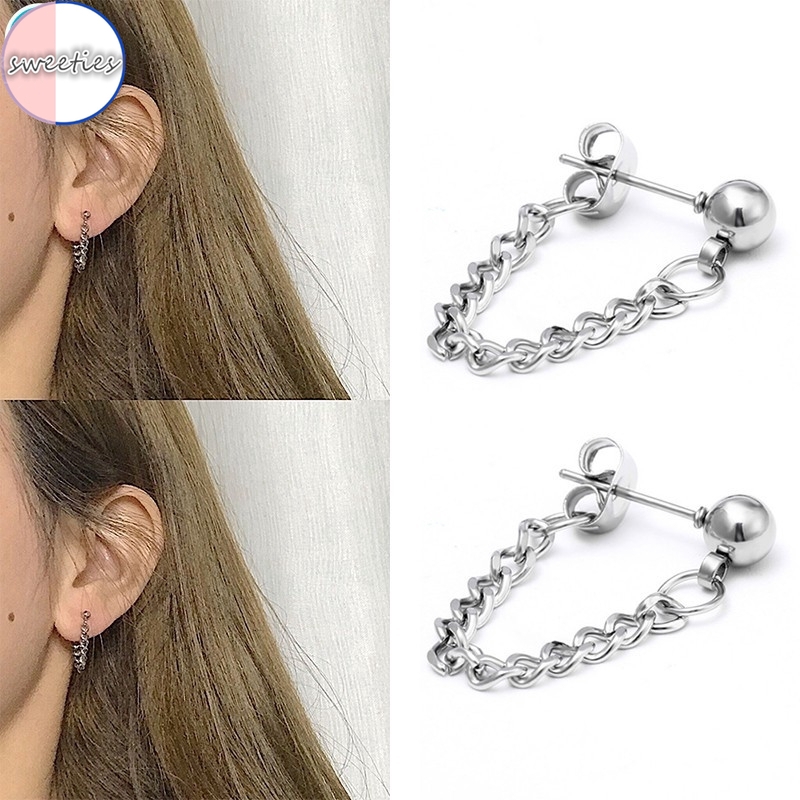 Khuyên Tai Kim Loại Dáng Dài Phong Cách Retro