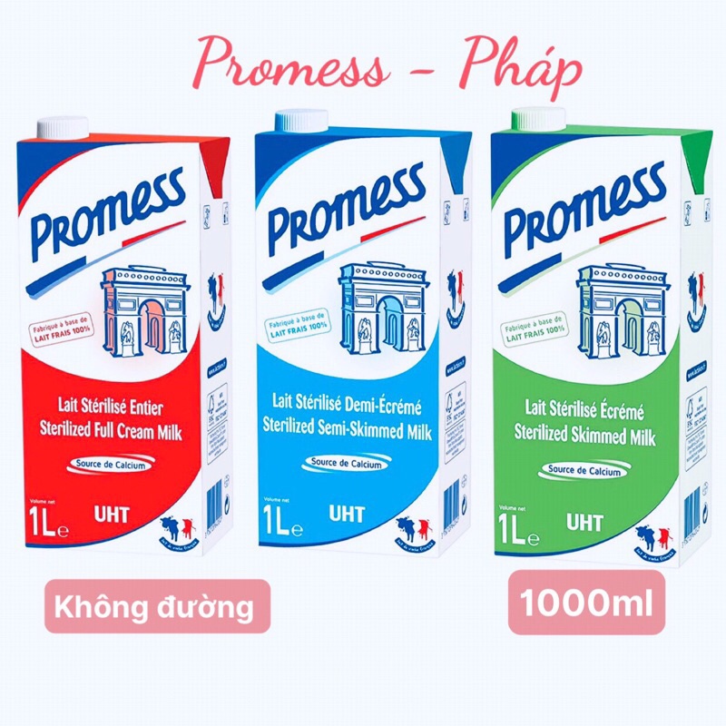 Date 2022 Hàng cấn móp Sữa Promess nguyên kem - ít béo - tách béo 1000ml