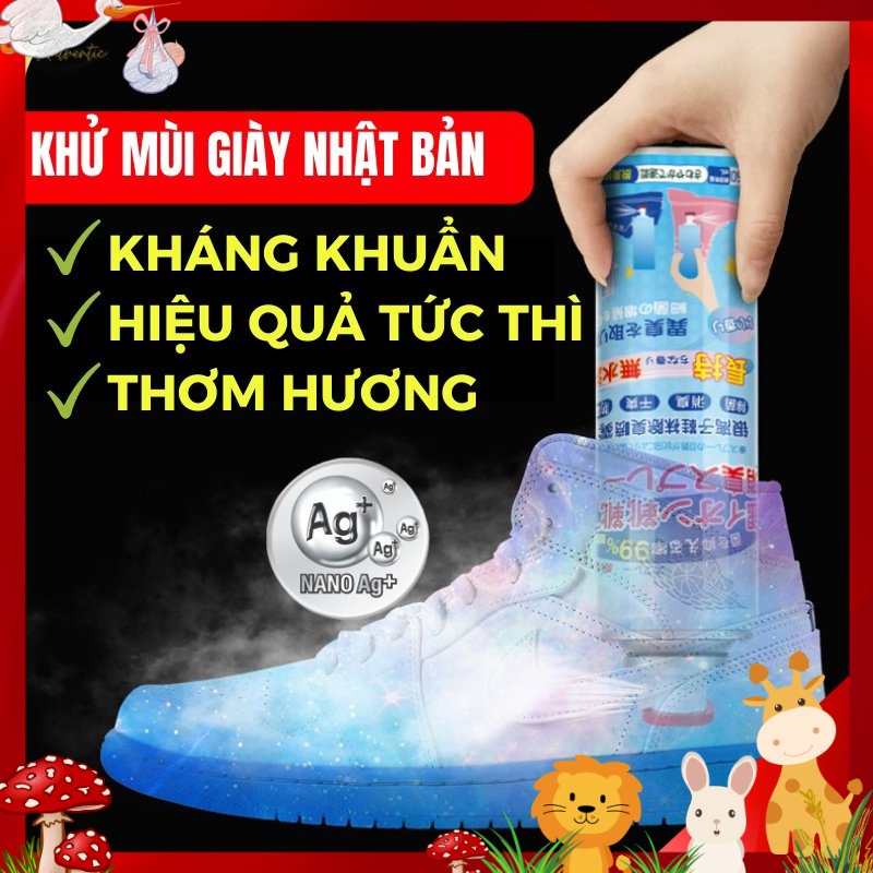 Xịt Khử Mùi Hôi Giày Dép Tất Vớ Tủ Giày Nano Bạc Công Nghệ Nhật Bản Khử Mùi Hôi Chân Hiệu Quả