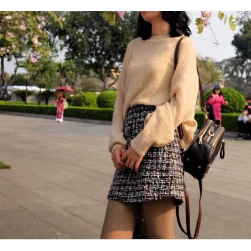 Chân váy dạ Tweed nhũ (thanh lý)