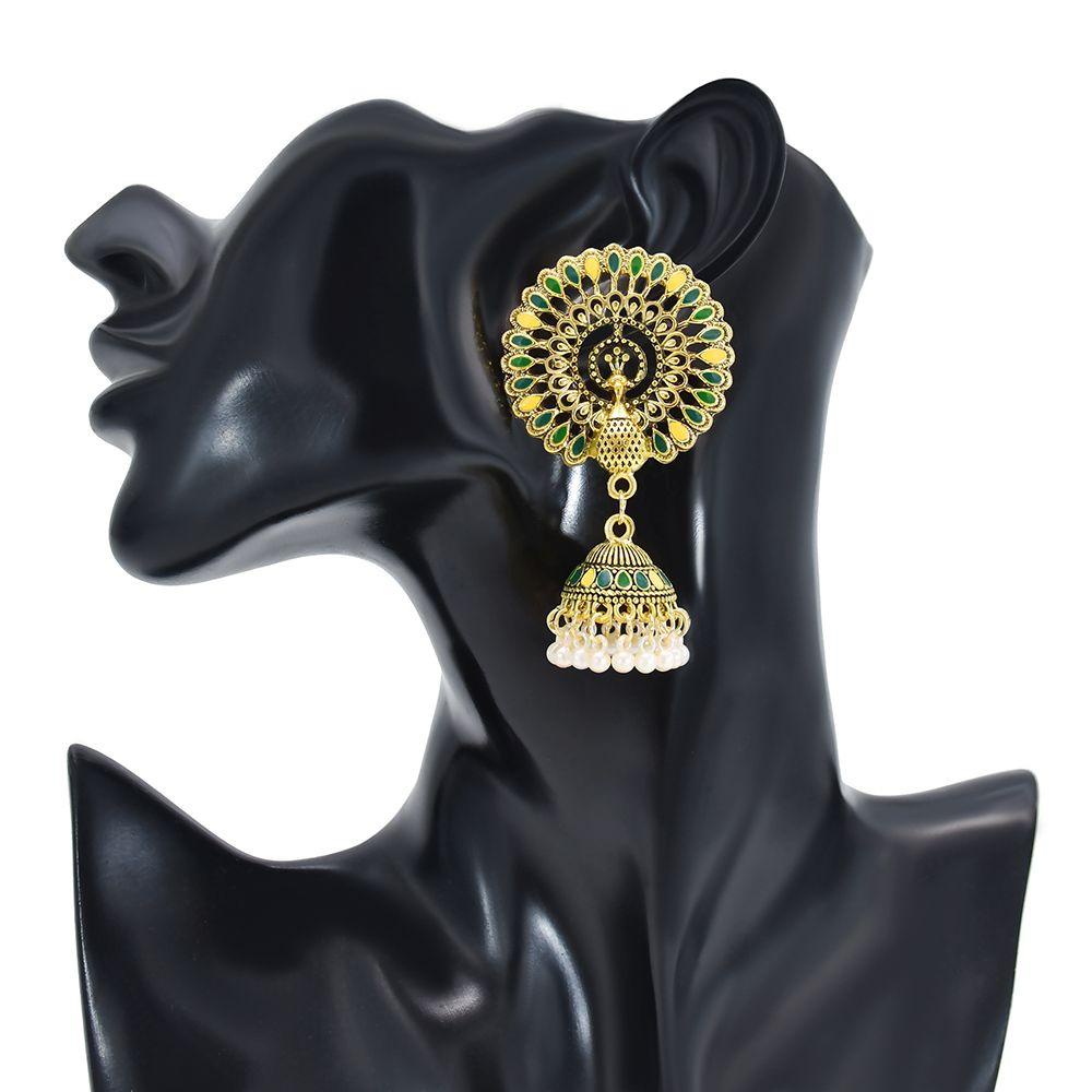 Bông Tai Hình Chim Công Bằng Hợp Kim Phối Tua Rua Phong Cách Bohemian Đơn Giản Sáng Tạo WMES15H Dành Cho Bạn Gái