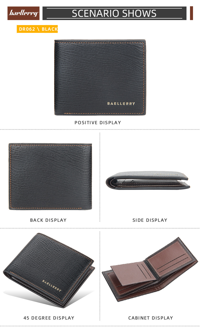 Baellerry Short Wallet Men's Multi-card Horizontal Coin Purse Fashion Ultra-thin  Youth Wallet