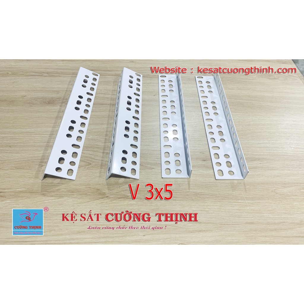 Sắt V lỗ (V3.5 màuTrắng, dài 2m, dày1,6mm) - Lắp ráp kệ sắt đa năng