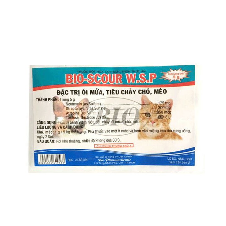  [Giá rẻ] BIO-SCOUR [5 GRAM] Hỗ trợ kiểm soát viêm ruột, tiêu chảy, hô hấp trên thú cưng