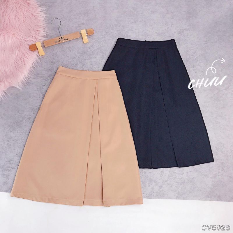 Chân Váy A  dáng dài công sở ly bung phía trước 60cm