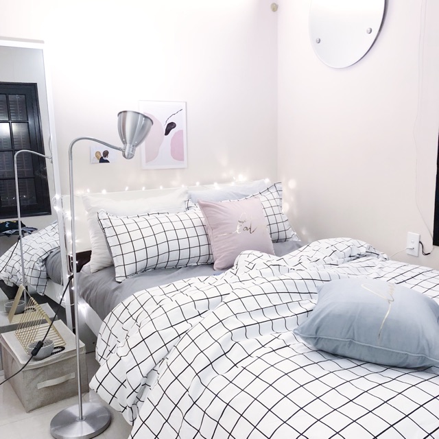 [FREESHIP] Bộ chăn ga poly cotton kẻ trắng | BigBuy360 - bigbuy360.vn